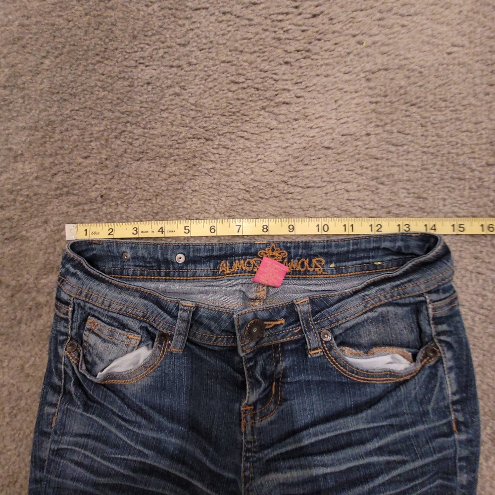 Almost Famous Blue Skinny Jeans with Vintage Distressing - Picture 9 of 9